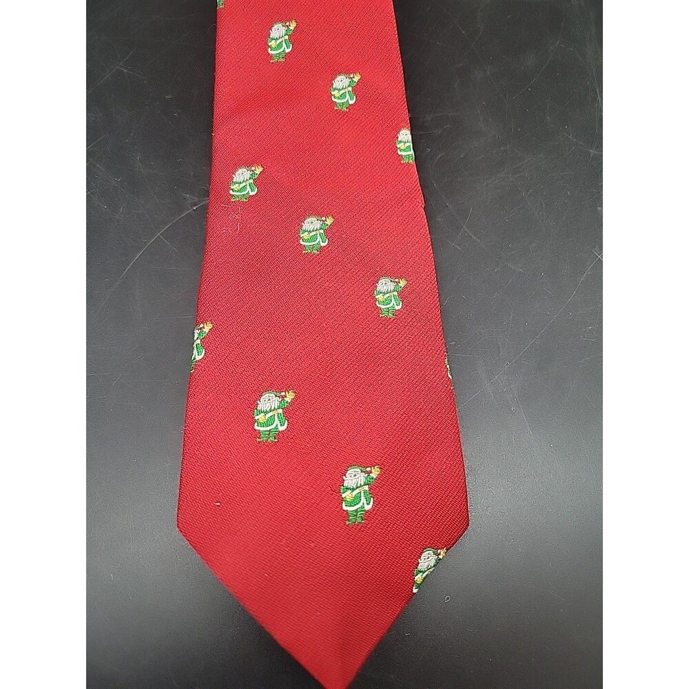 Christmas Santa Tie Cape Cod Neckwear Red with Lime Green Suited Santas Preppy